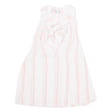 MNG SUIT Tie Neck Womens Printed Vest Pink V-Neck Striped XS
