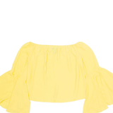 NEW LOOK Cropped Womens Off Shoulder Blouse Yellow Long Sleeve UK 8