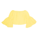 NEW LOOK Cropped Womens Off Shoulder Blouse Yellow Long Sleeve UK 8