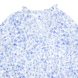 H&M Sheer Womens Printed Blouse Blue Long Sleeve Floral XS