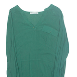Womens Blouse Green V-Neck Long Sleeve M
