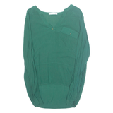 Womens Blouse Green V-Neck Long Sleeve M