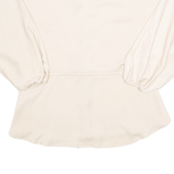 ZEBRA Elasticated Adjustable Waist Womens Blouse Beige Collared Long Sleeve M