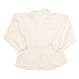 ZEBRA Elasticated Adjustable Waist Womens Blouse Beige Collared Long Sleeve M