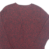Womens Printed Blouse Red V-Neck Long Sleeve Spotted S