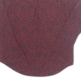 Womens Printed Blouse Red V-Neck Long Sleeve Spotted S