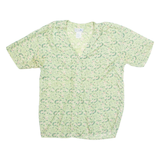 SILK TOUCH Womens Printed Top Green V-Neck Silk Floral M