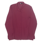 Womens Blouse Maroon Collared Long Sleeve UK 8