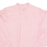 KISS COAST Womens Printed Top Red High Neck Long Sleeve Striped S