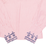 KISS COAST Womens Printed Top Red High Neck Long Sleeve Striped S