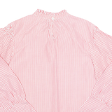 KISS COAST Womens Printed Top Red High Neck Long Sleeve Striped S