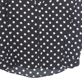 Womens Printed Blouse Black V-Neck Long Sleeve Spotted L