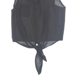 Tie Front Sheer Womens Shirt Black Collared S