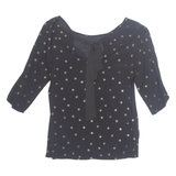 Womens Printed Blouse Black Long Sleeve Spotted L