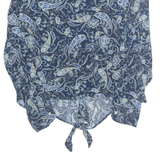 H&M Womens Cropped Shirt Blue Collared Long Sleeve Paisley UK 10