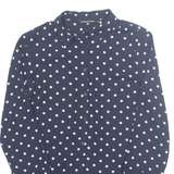 Womens Printed Shirt Blue Collared Long Sleeve Spotted M
