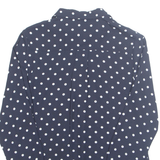Womens Printed Shirt Blue Collared Long Sleeve Spotted M