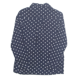 Womens Printed Shirt Blue Collared Long Sleeve Spotted M