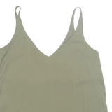 TOPSHOP Crop Petite Womens Camisole Vest Green V-Neck UK 6