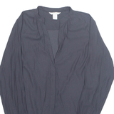 H&M Womens Blouse Blue V-Neck Long Sleeve S