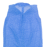 MADE OF MONEY Sheer Tie Front Womens Printed Shirt Blue Collared Spotted M