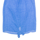 MADE OF MONEY Sheer Tie Front Womens Printed Shirt Blue Collared Spotted M
