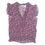 REDOUTE Sheer Womens Printed Blouse Pink V-Neck Floral UK 10