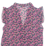 REDOUTE Sheer Womens Printed Blouse Pink V-Neck Floral UK 10
