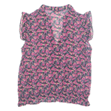 REDOUTE Sheer Womens Printed Blouse Pink V-Neck Floral UK 10