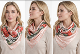 Anyyou Fashion Premium Satin Square Scarf – Romantic Pink Roses Silk-Feel Neckwrap for Women