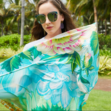 Anyyou 100% Mulberry Silk Vivid Green Long Scarf for Women Luxury Beach Shawl Swimwear Cover-Up Pashmina Wrap Foulard