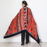Anyyou 100% Merino Wool Red Neck Wrap Silk Satin Large Winter Scarf Pashmina Shawl Bandana Perfect For Women Ladies Fashion Style