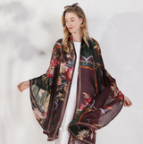 Anyyou 100% Mulberry Silk Brown Scarf Women Luxury Long Shawl – Beach Wear, Swimwear Cover Up, Pashmina Face Shield Foulard Fashion Accessory