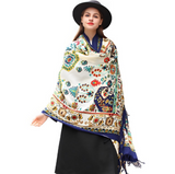 Anyyou 100% Pure Merino Wool Orange Paisley Taffeta Stylish Poncho Winter Large Scarf With Trendy Pashmina Shawl Bandana For Womenfashion Design