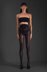 LECHERY® LUSTROUS SILKY SHINY 40 DENIER SEMI-OPAQUE PANTYHOSE TIGHTS • BLACK