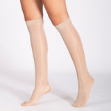 LECHERY® LUSTROUS SILKY SHINY SHEER DRESS KNEE-HIGHS (2 PAIRS) • NATURAL