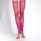 LECHERY® LUSTROUS SILKY SHINY STIRRUP THIGH HIGHS • PINK