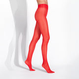LECHERY® LUSTROUS SILKY SHINY 40 DENIER SEMI-OPAQUE PANTYHOSE TIGHTS • RED