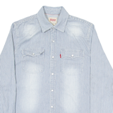 LEVI'S Mens Shirt Blue 90s Striped Long Sleeve S