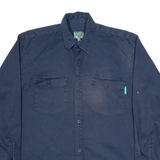 GATTS Mens Worker Shirt Blue Long Sleeve L