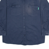 GATTS Mens Worker Shirt Blue Long Sleeve L