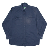 GATTS Mens Worker Shirt Blue Long Sleeve L