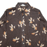 CHARISMA Mens Shirt Brown Floral Long Sleeve L