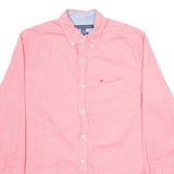 TOMMY HILFIGER Mens Plain Shirt Red Long Sleeve S
