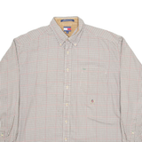 TOMMY HILFIGER Mens Shirt Brown Check Long Sleeve XL