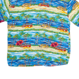 IMPERIAL Mens Hawaiian Shirt Blue Floral L