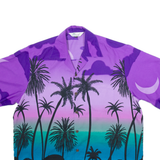 ALVISH Mens Hawaiian Shirt Purple Floral L