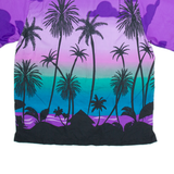 ALVISH Mens Hawaiian Shirt Purple Floral L