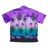 ALVISH Mens Hawaiian Shirt Purple Floral L