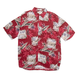 CAMPIA Mens Hawaiian Shirt Red Floral L